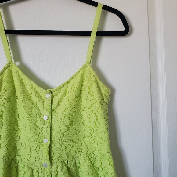 VOLCOM Fit and Flare Neon Green Lace Dress sz. Sm - Picture 2 of 5